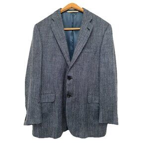 Vintage Burberry Blazer Mens Sz 42R Sport Coat Casual Jacket Suit 2 button blue